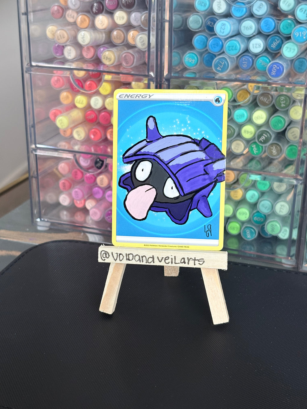 Shellder Custom Hand-Painted Pokémon Energy Card Art