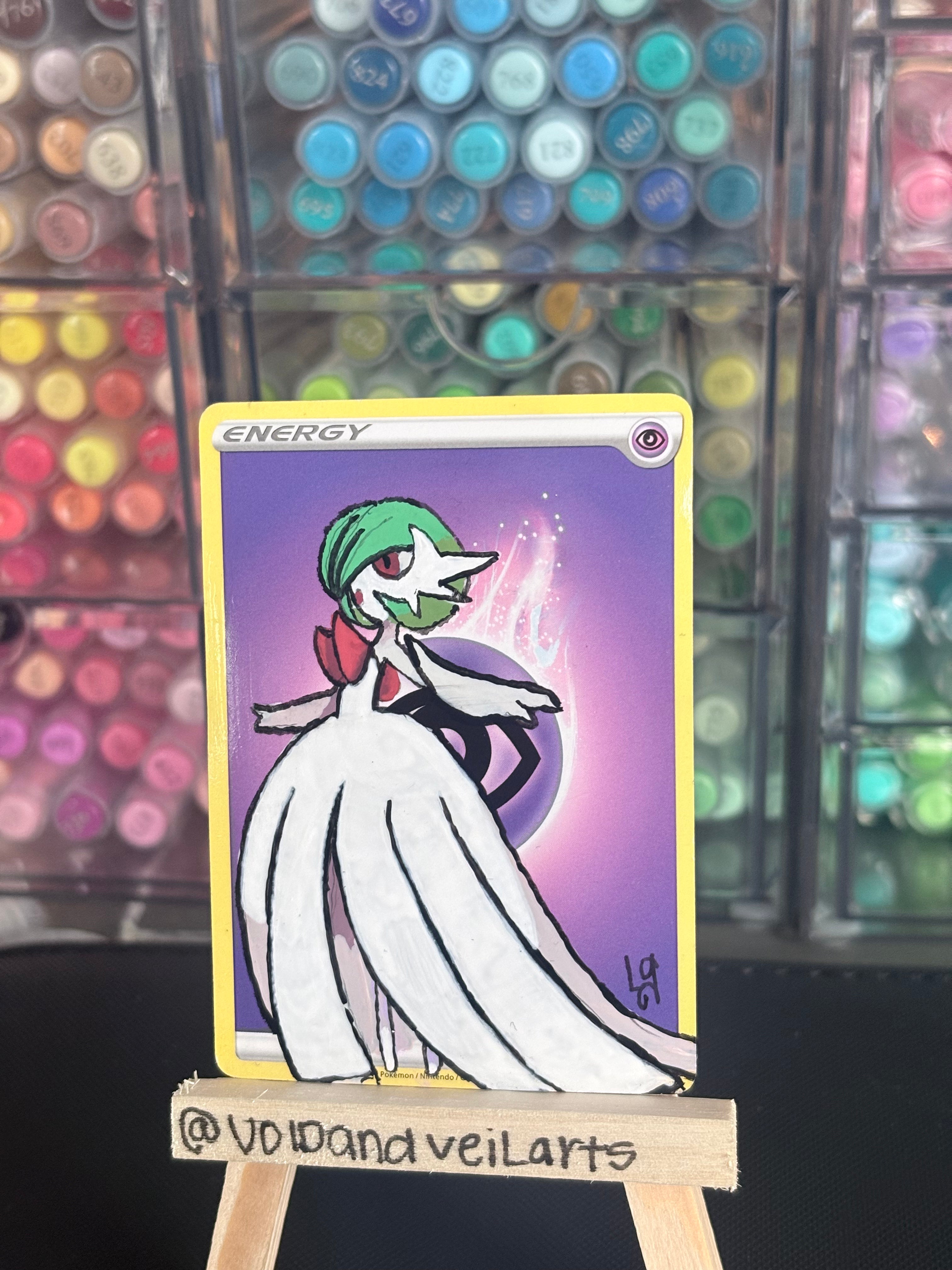 Gardevoir Custom Hand-Painted Pokémon Energy Card Art