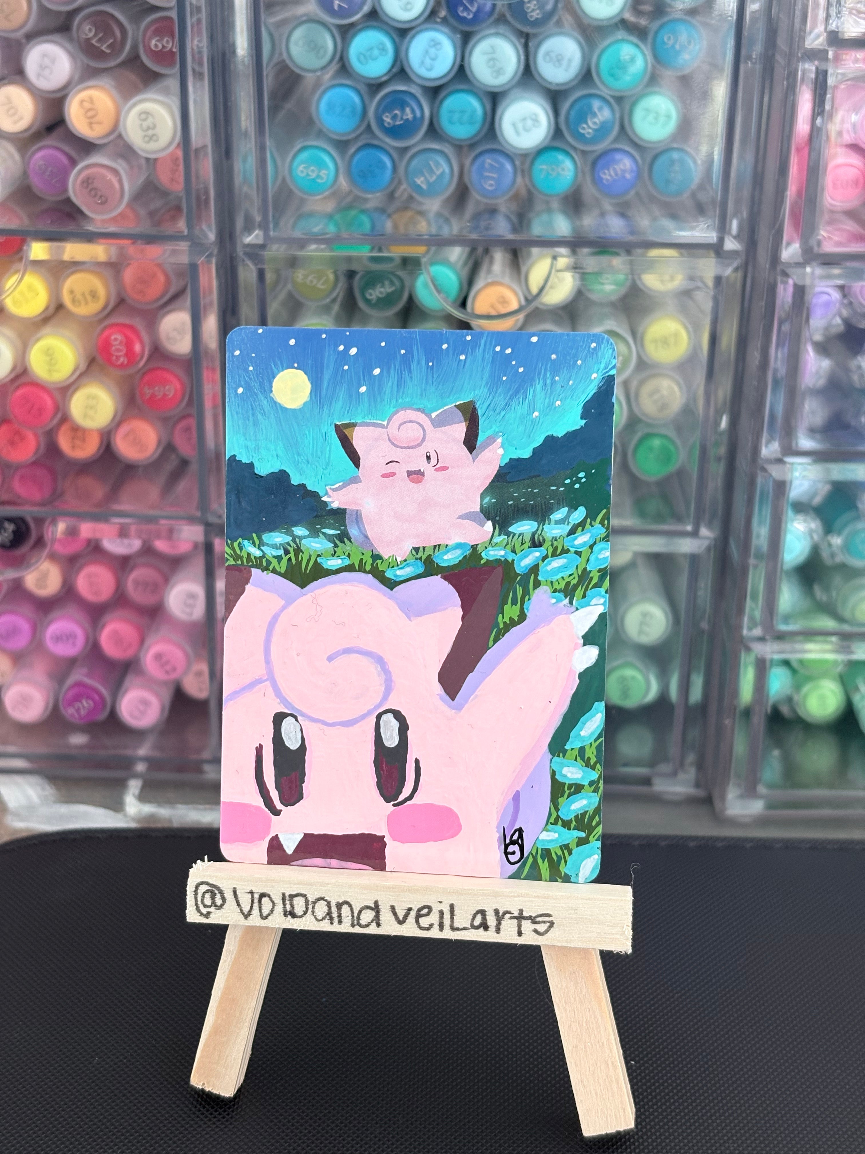 Moonlight Clefairy Hand Painted Extended Art Card