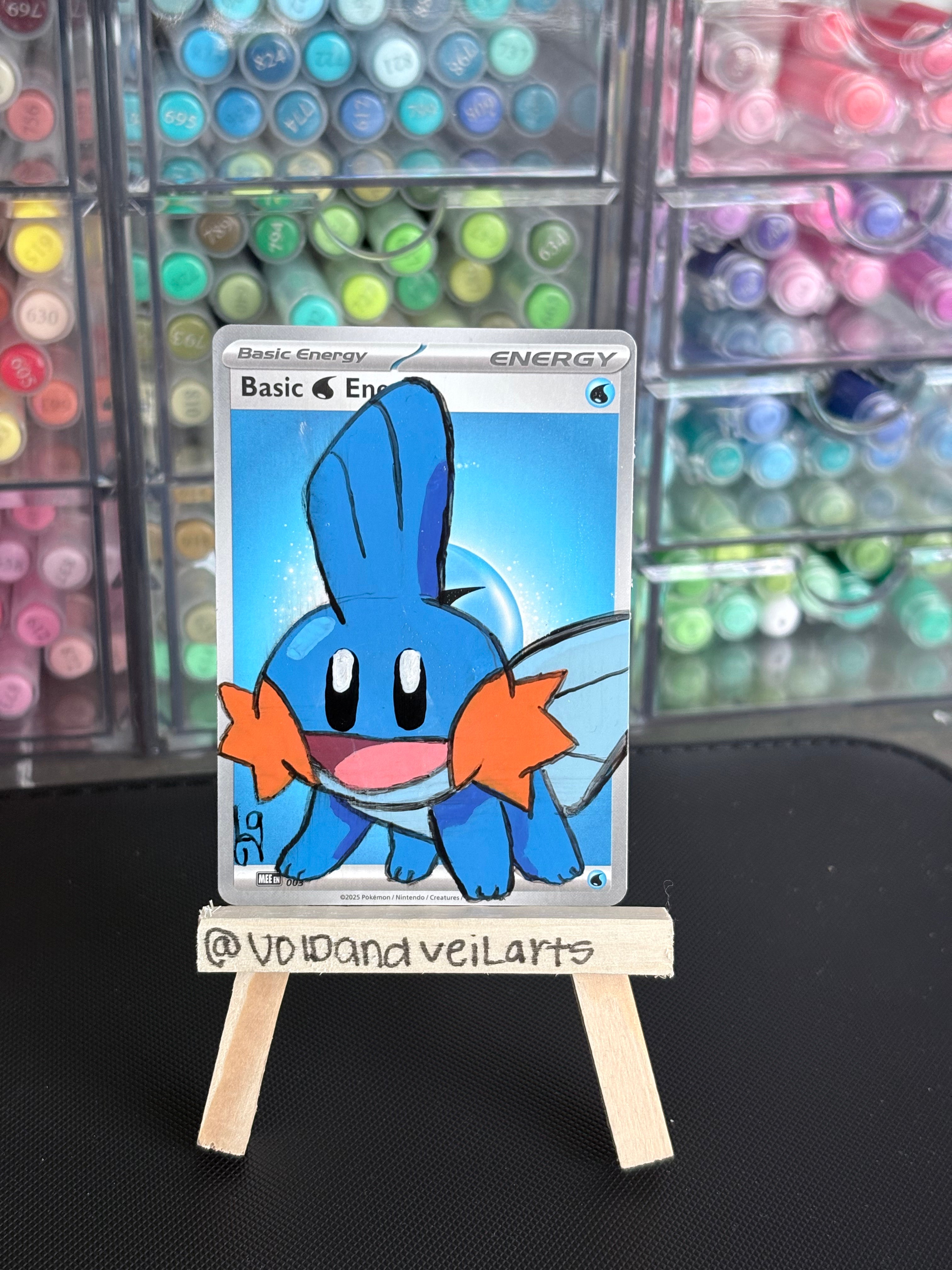 Mudkip Custom Hand-Painted Pokémon Energy Card Art
